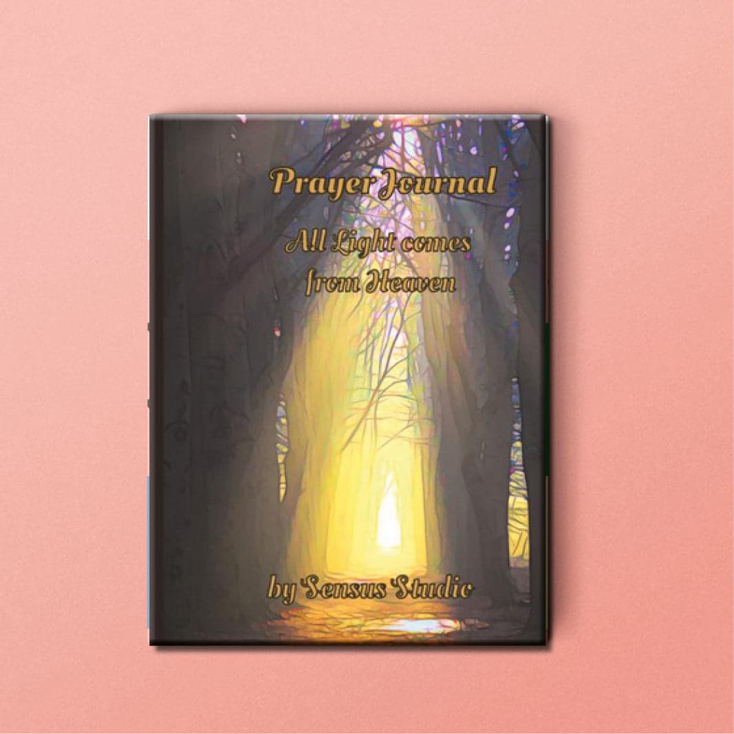 Prayer Journal Hard Cover, All Light comes from Heaven, by Sensus Studio Design