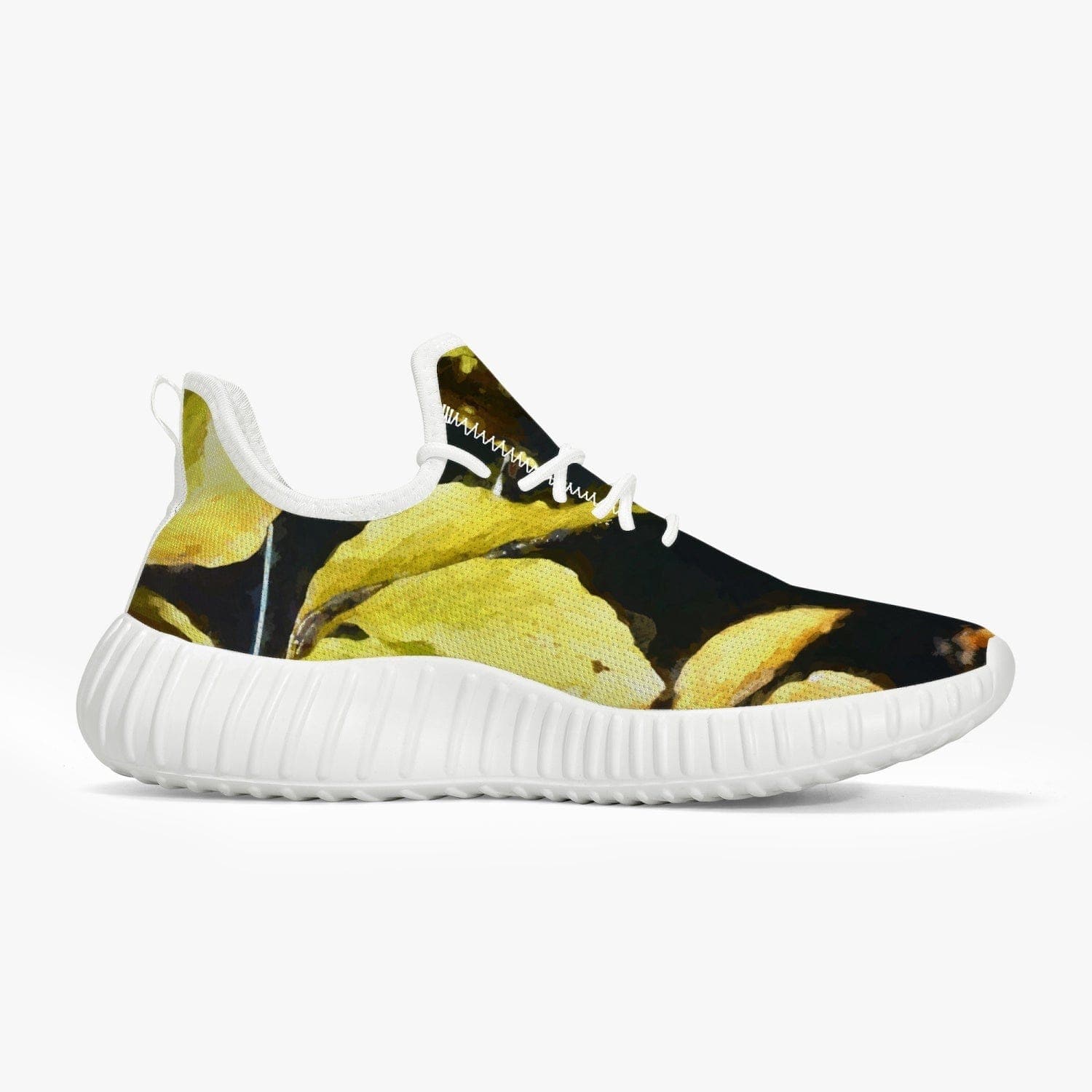Yellow beech leafes. Mesh Knit Sneakers - White/Black, designed for Sensus Studio