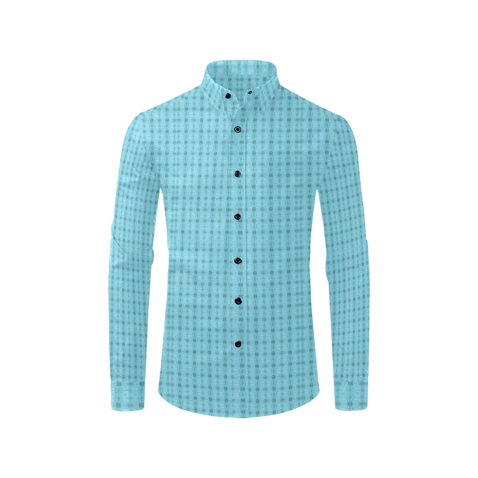 Light Blue Line Patterned Easy Fit Longsleeve Shirt for Men Men's All Over Print Long Sleeve Shirt (Without Pocket)