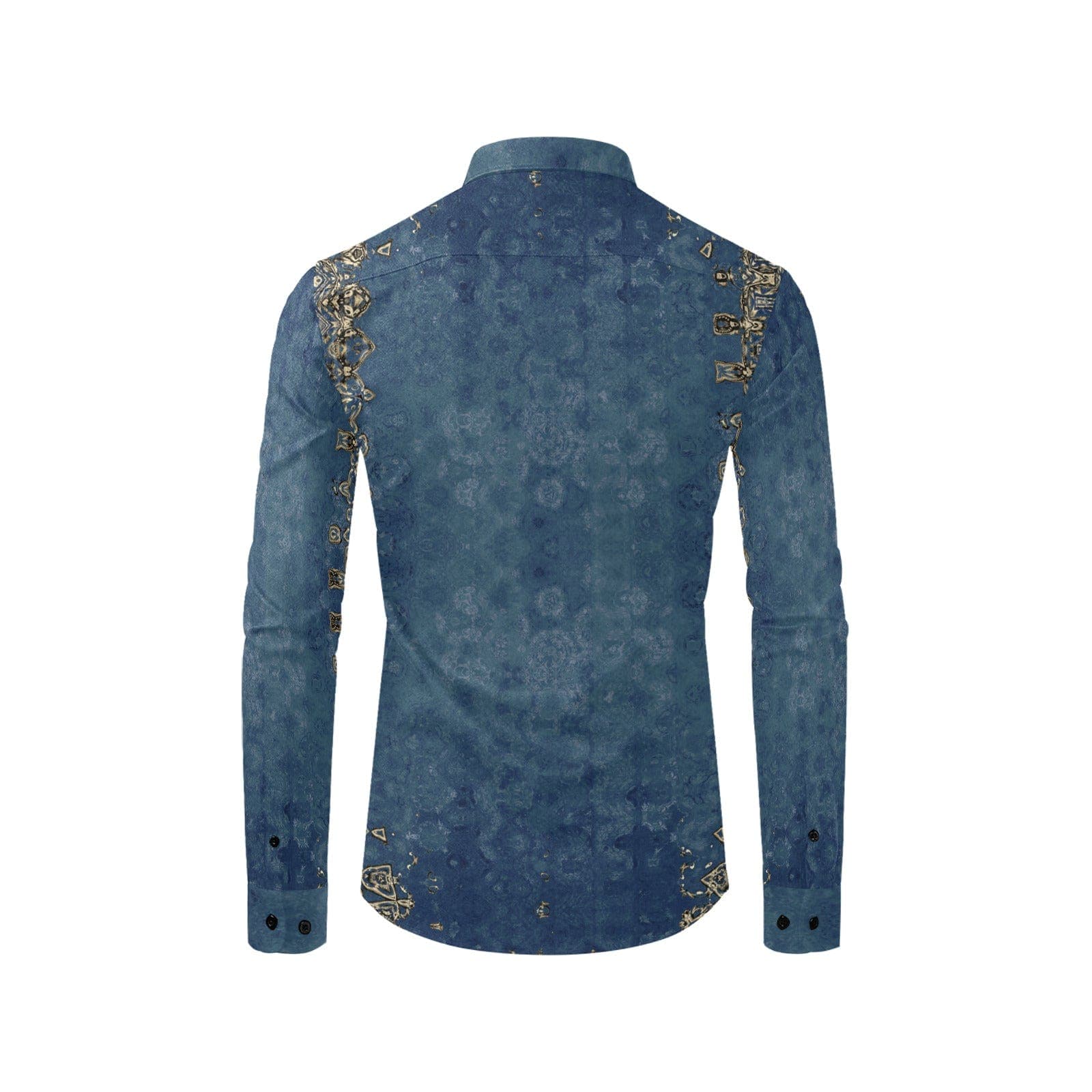 Silver Blue with Gold on the Sides Fit for a Royal Czar Party Shirt for Men Long Sleeve Shirt (Without Pocket)