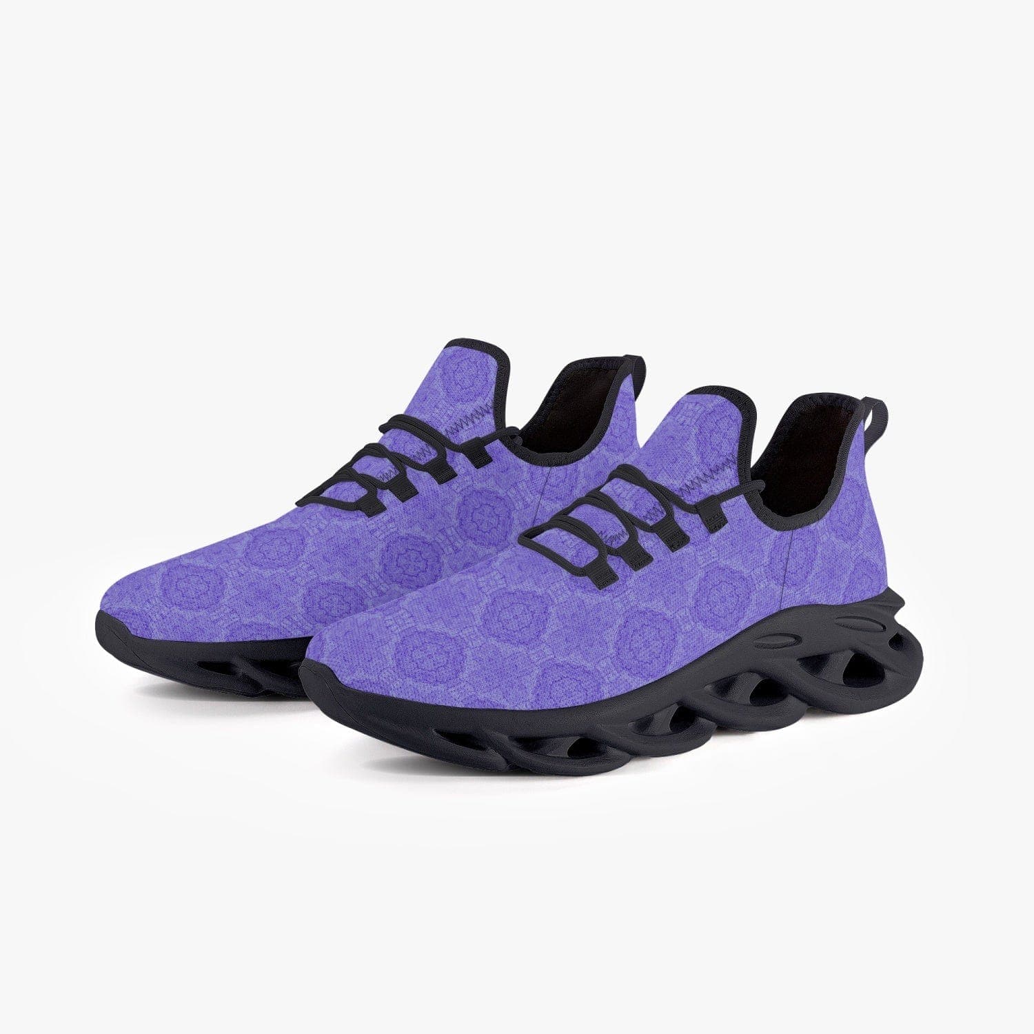 Purple Durable Springy Bounce Laced Mesh Soft Knit Sneakers for Men and Women with Soft Linen Interior