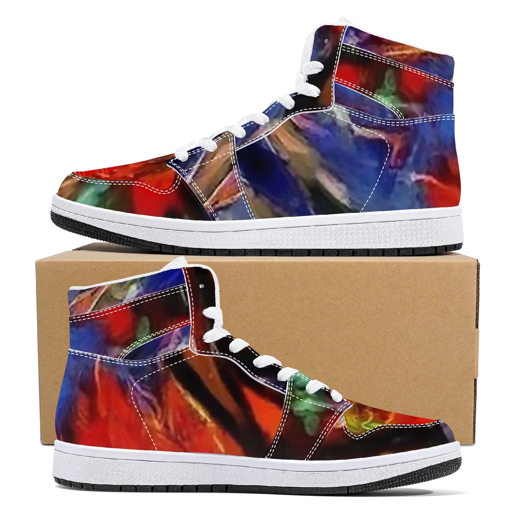 Colorful High-Top Leather Sneakers - White by SENSUS STUDIO