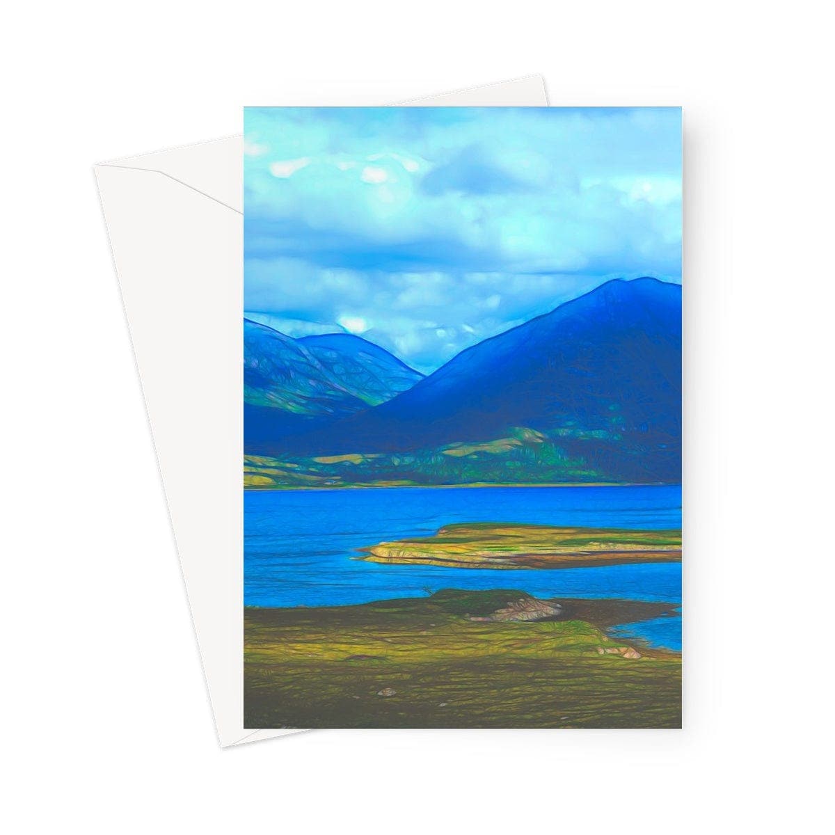 Lake in the Highlands of Scottland, Art on a Greeting Card, by Sensus Studio