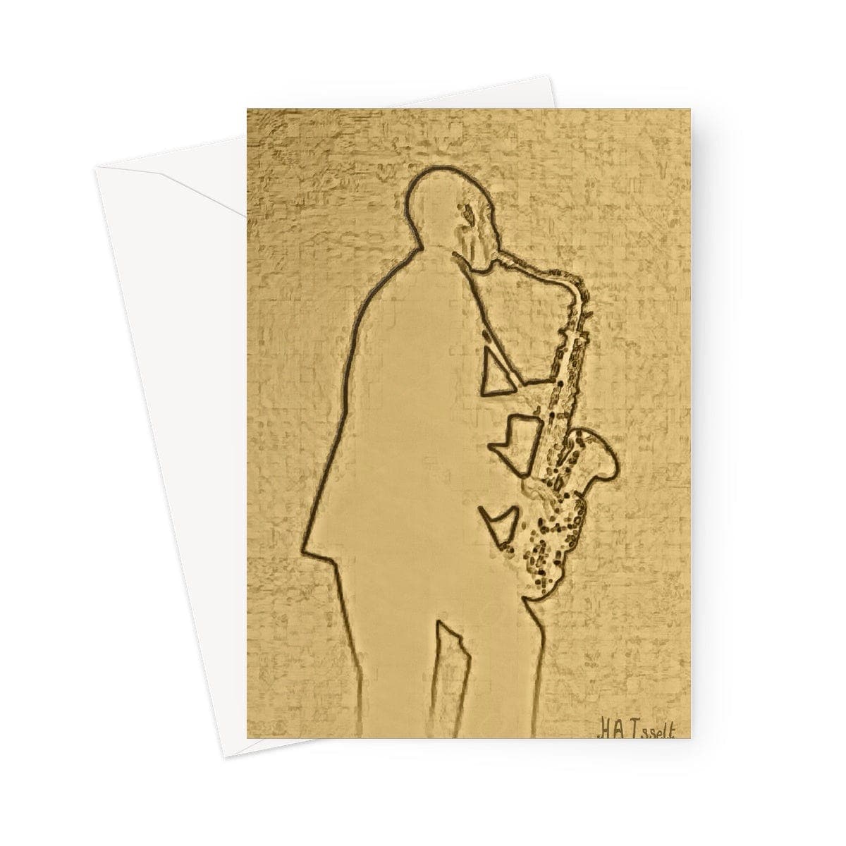 Sax Player Gold Greeting Card