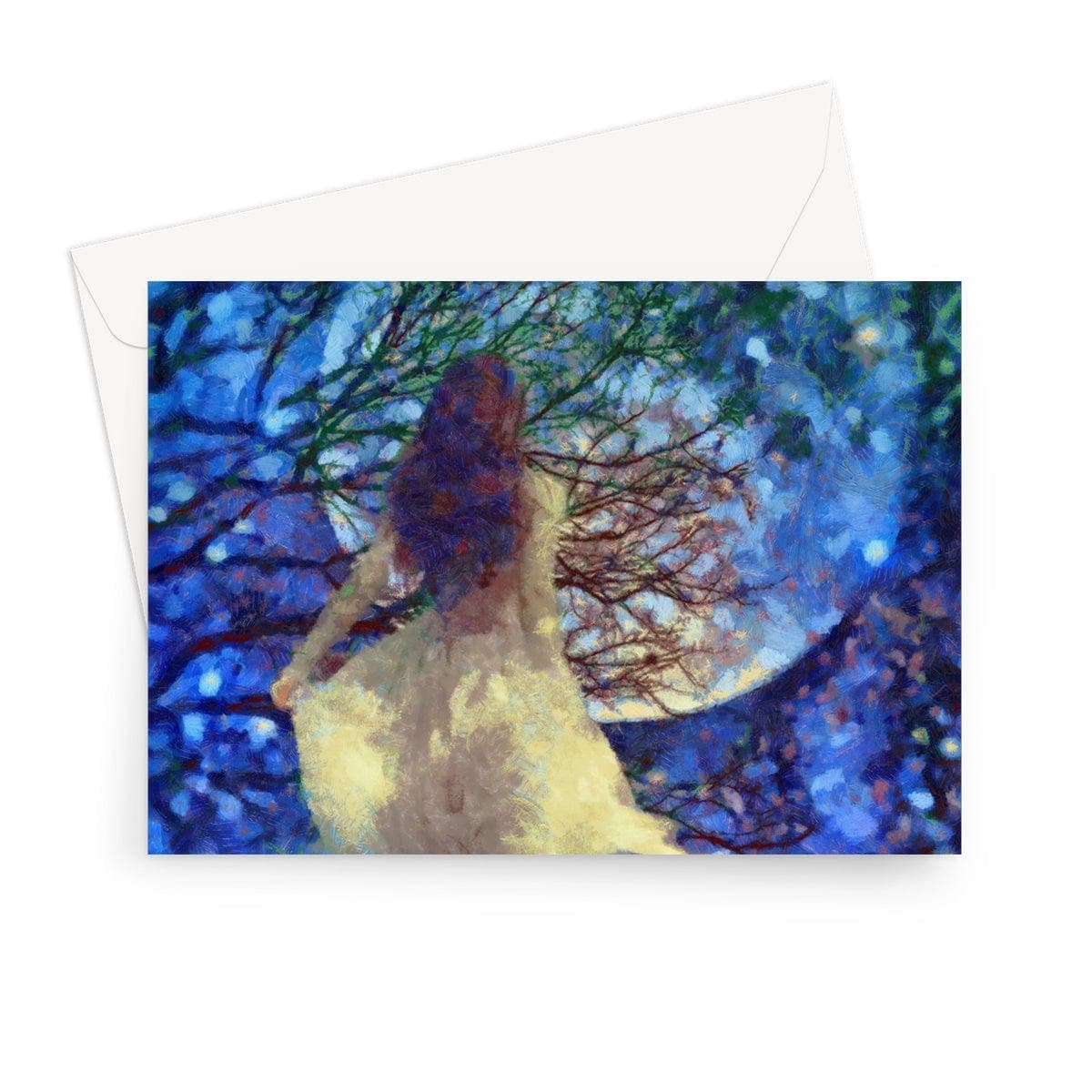 Lady and the Moon Greeting Card