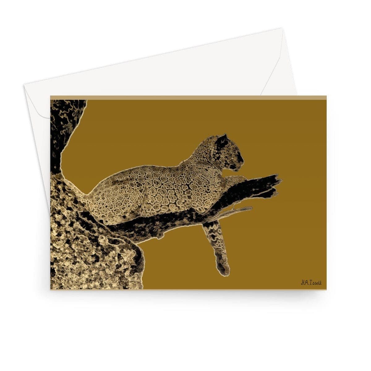 Leopard Gold on Black Greeting Card