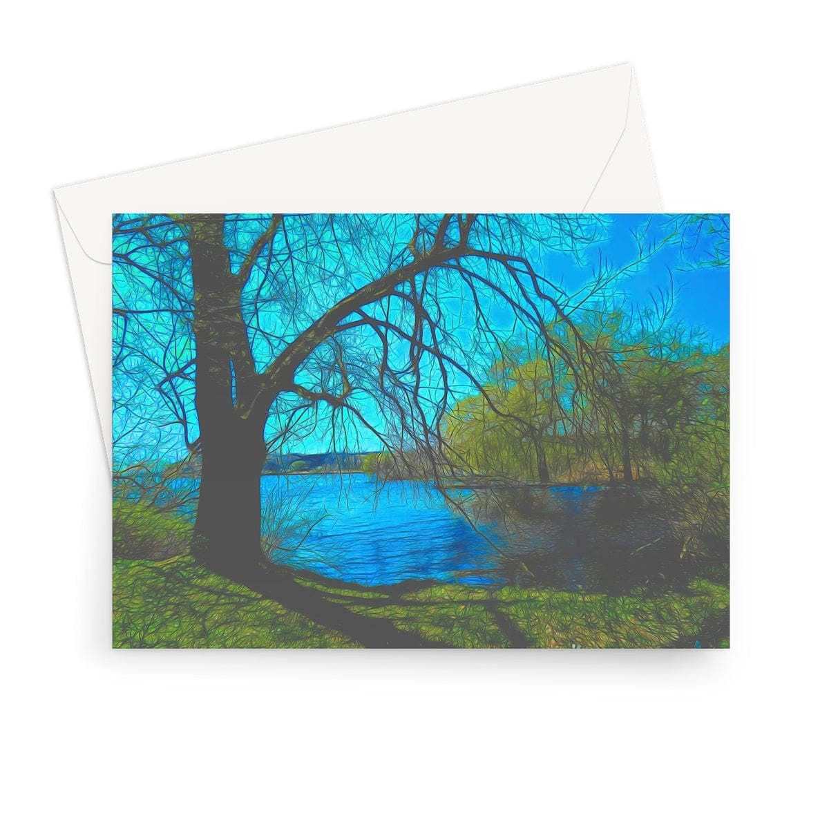 Resting at the lake,  Art on a Greeting Card,  by Sensus Studio