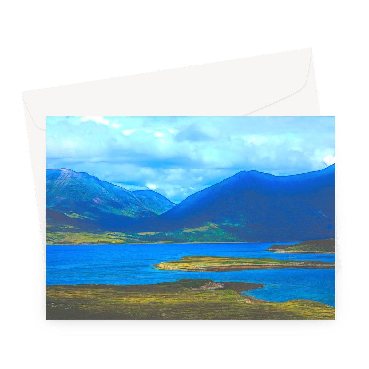 Lake in the Highlands of Scottland, Art on a Greeting Card, by Sensus Studio