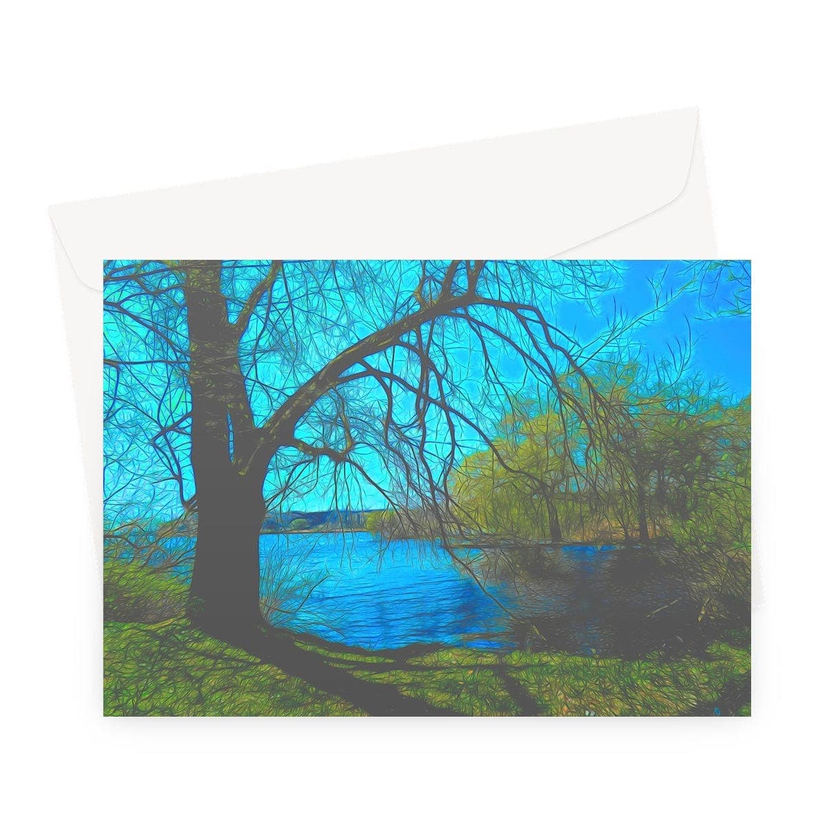 Resting at the lake,  Art on a Greeting Card,  by Sensus Studio
