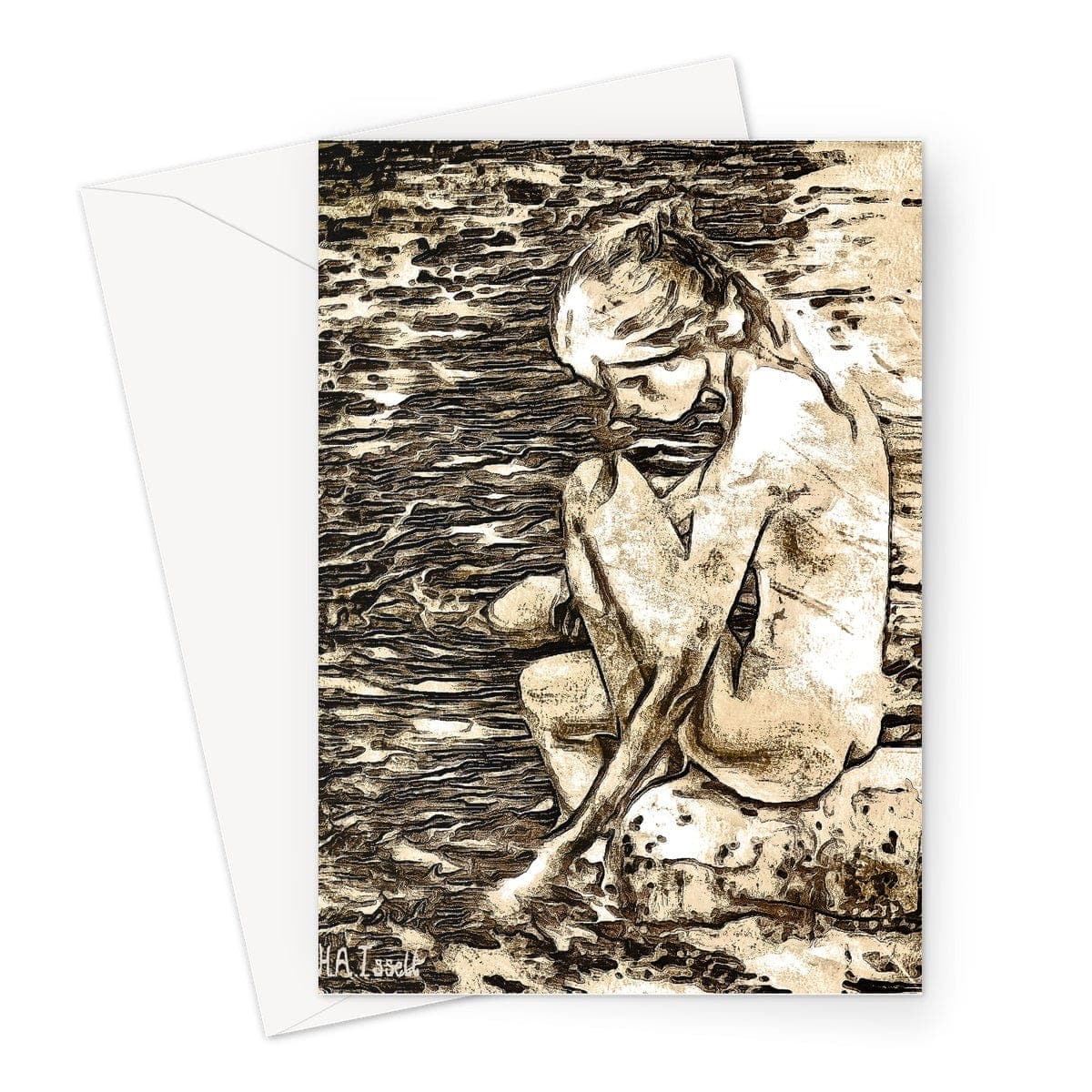 Lady at the Lake - stylized Greeting Card