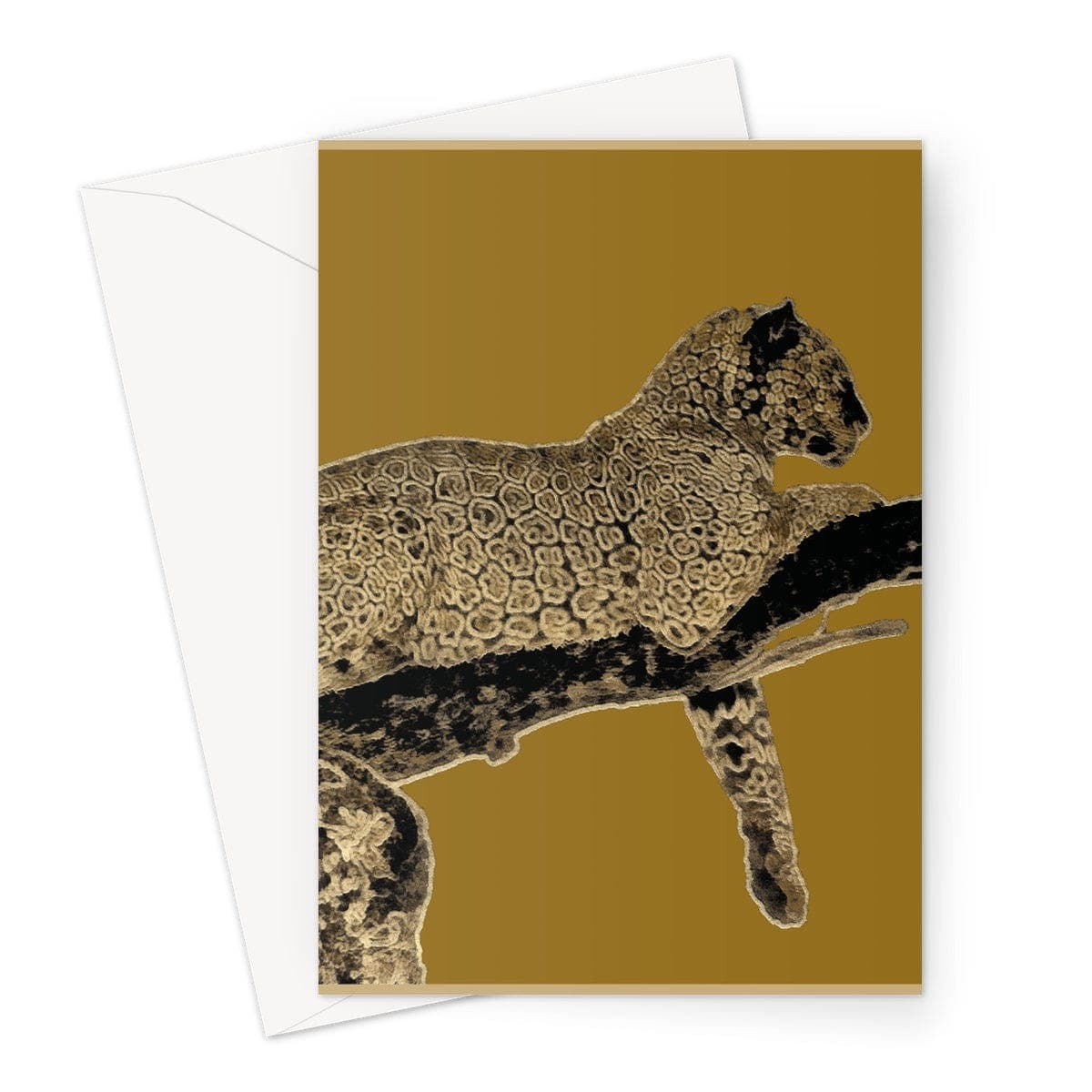 Leopard Gold on Black Greeting Card
