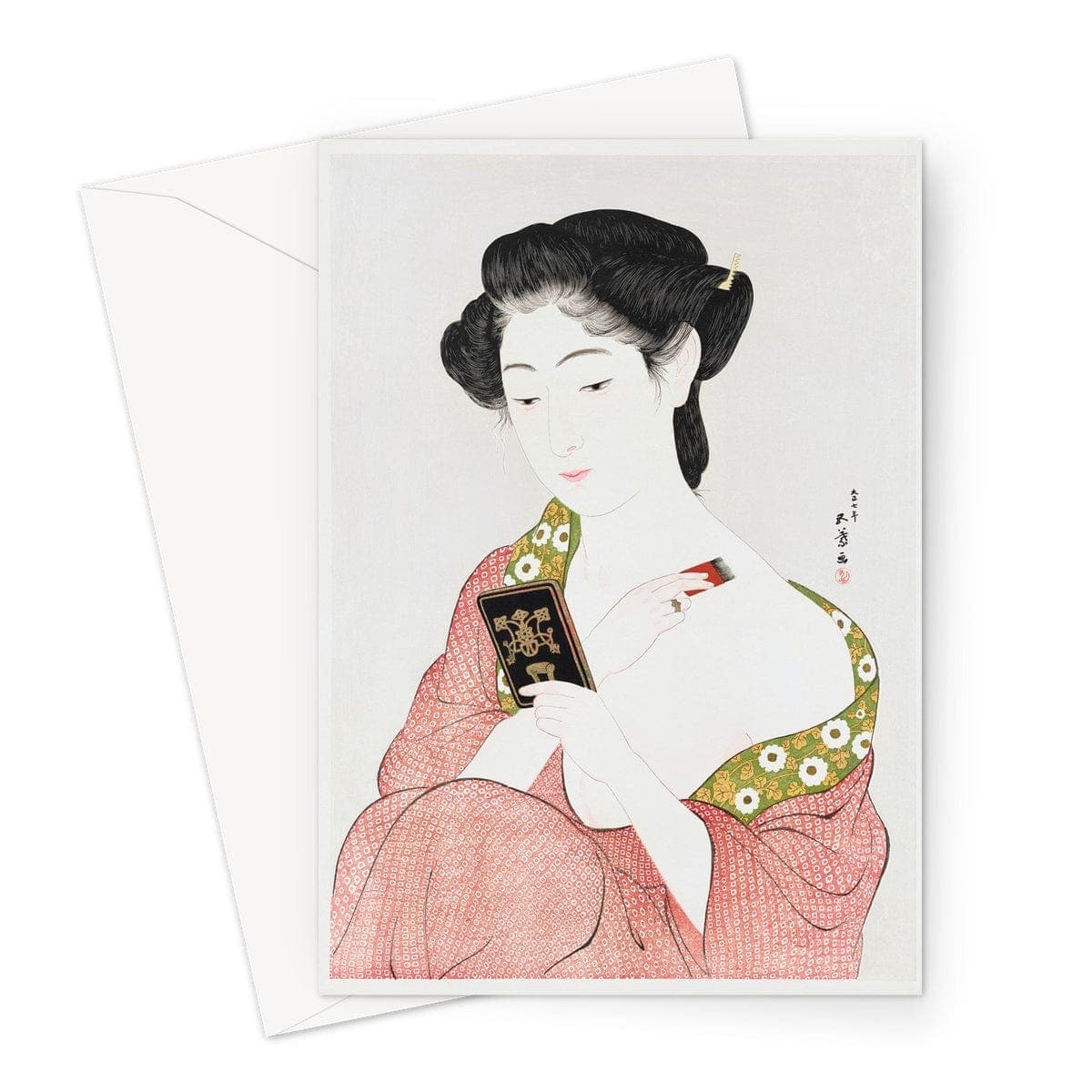 Woman Applying Powder (1918) by Goyō Hashiguchi Greeting Card
