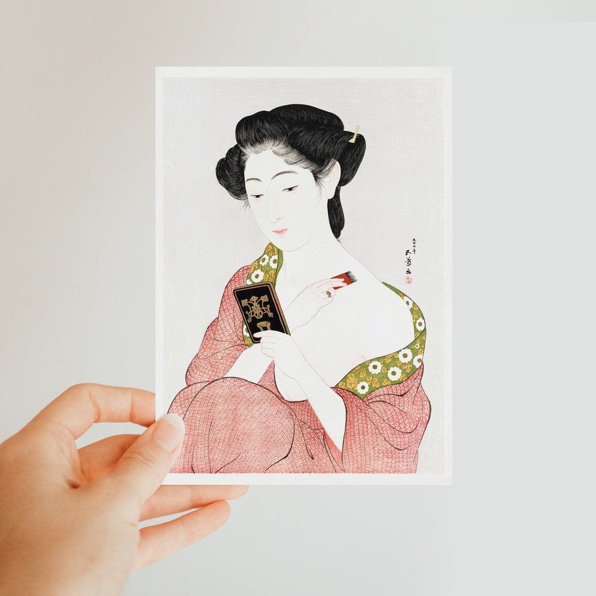 Woman Applying Powder (1918) by Goyō Hashiguchi Classic Postcard