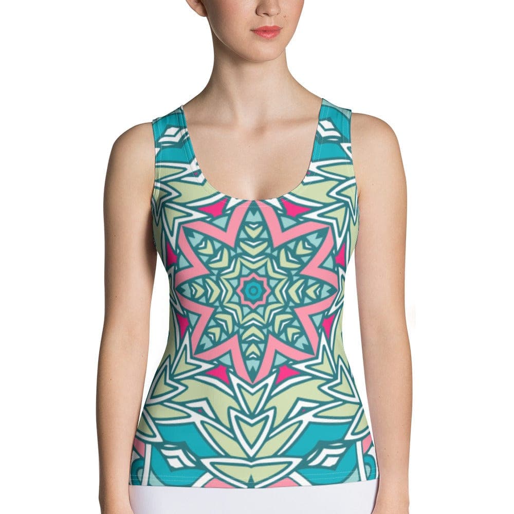 Green Blue  and Pink Tank Top for Women