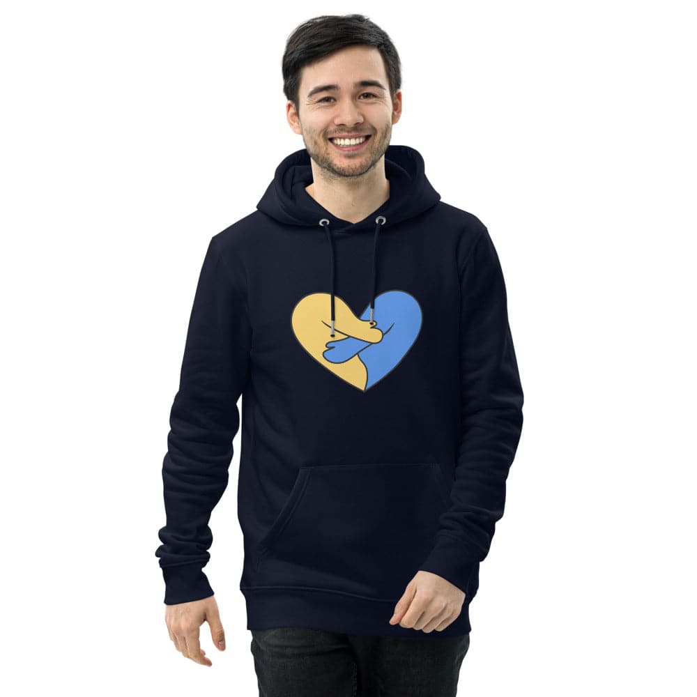 Heart for Ukraine, Unisex essential eco hoodie, by Sensus Studio Design