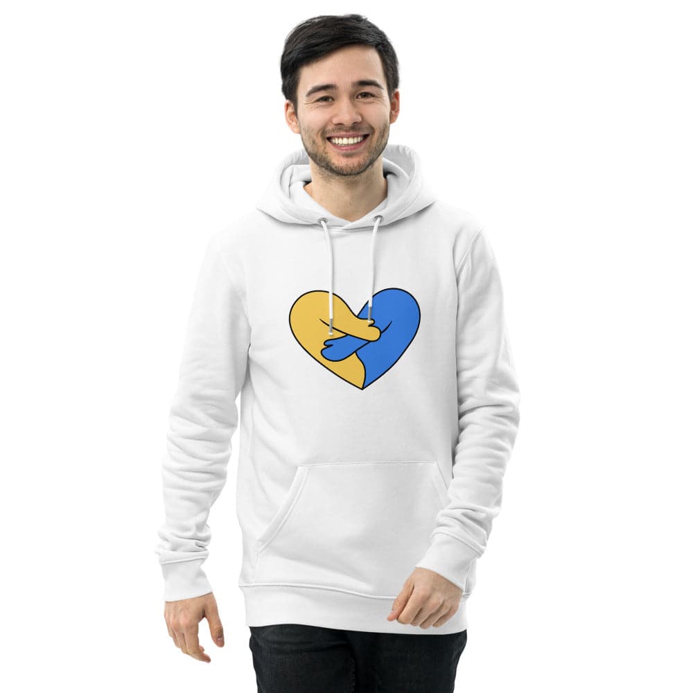 Heart for Ukraine, Unisex essential eco hoodie, by Sensus Studio Design
