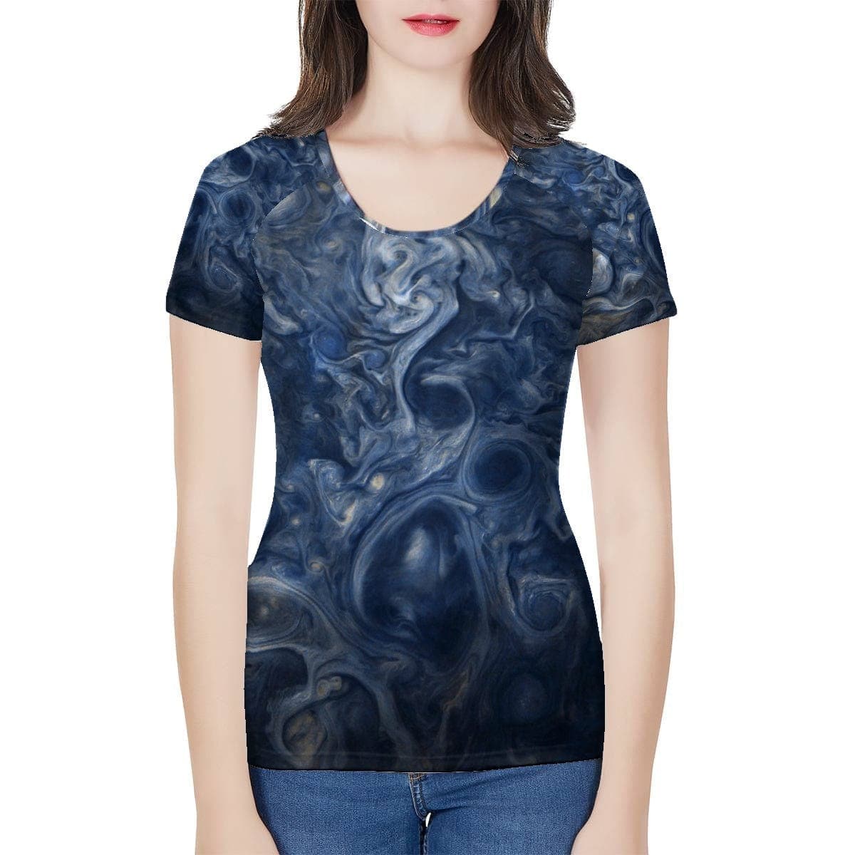 Jupiters southpole, Women's All Over Print Imitation QMilch T-shirt