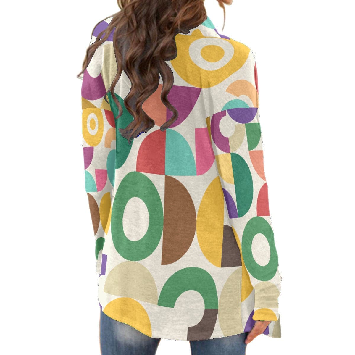Women's Vintage Colorfull Seventies Print Jersey Cardigan With Long Sleeve by Sensus Design
