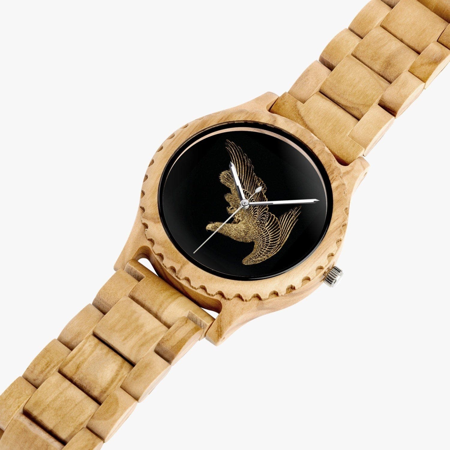 Golden eagle,  Olive Lumber Wooden Watch, by Sensus Studio