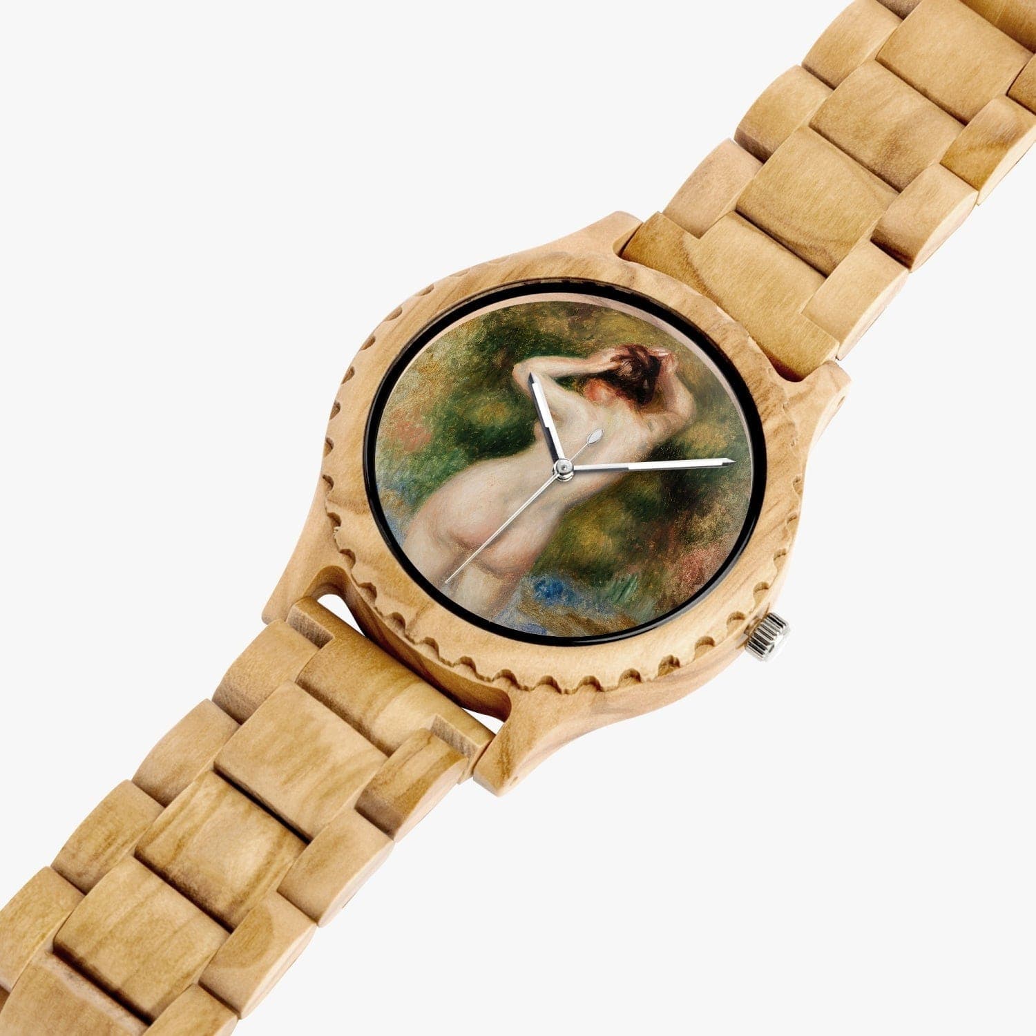 La Baigneuse, Renoir, Italian Olive Lumber Wooden Watch, by Sensus Studio