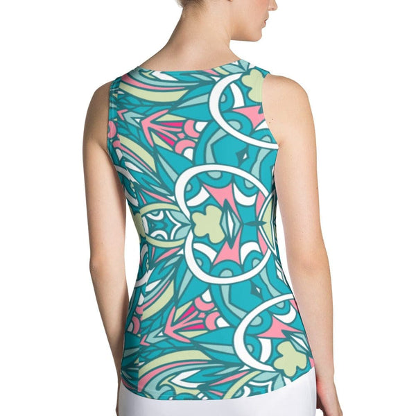 Green Blue  and Pink Tank Top for Women