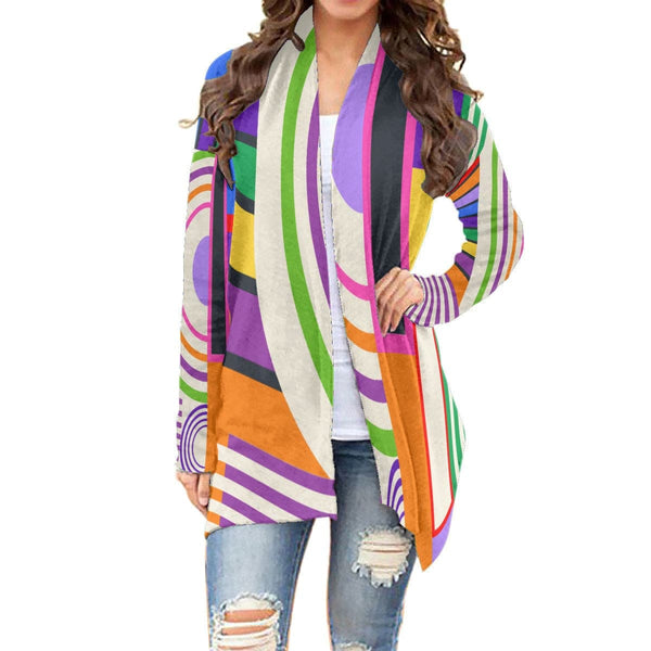 Vintage Colorfull Print Cardigan With Long Sleeve for Women by Sensus Studio